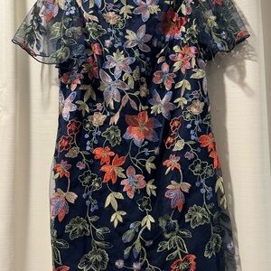 Floral Embroidered Dress - Multicolor
